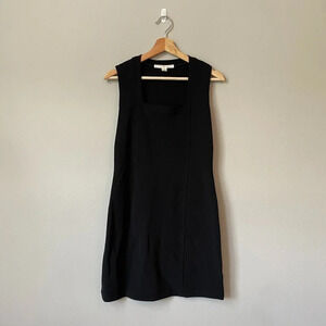 Boston Proper Women's Small Sleeveless Square Neck Bodycon Knit Mini Black Dress